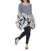 Women's Plus Size Three Quarter Sleeve Paisley Tunic Top With Print