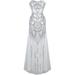 Angel-fashions Women's Sequin Strapless Sweetheart Mesh Lace up Banquet Dress