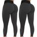 Emmababy 2 Pack TIK Tok Leggings,Women High Waisted Yoga Pants Butt Lift Leggings,Bubble Hip Lift Workout Pants
