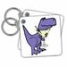 3dRose Funny Cute Blue Trex Dinosaur Drinking Martini - Key Chains, 2.25 by 2.25-inches, set of 4