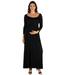 24seven Comfort Apparel Empire Waist Long Sleeve Maternity Maxi Dress