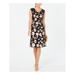 CONNECTED APPAREL Womens Black Floral Sleeveless Cowl Neck Midi Sheath Wear To Work Dress Size 14