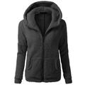 Women Winter Warm Thicken Fleece Hoddies Zip Up Hooded Slim Parka Jacket Overcoat Coat BLACK XL