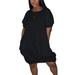 Summer Short Sleeve Bubble Midi Dress for Women Loose Casual Tunic Tops Dress Ladies Party Clubwear T Shirt Dress