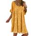 Winnereco Printed Summer Holiday Short Sleeve Women Loose Dress (Yellow Balloon M)