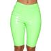 Cathery Women Wet Look Shiny PU Leather Capri Shorts Bodycon PU Pants Ladies High Waist