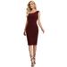 Ever-Pretty Women's Classic V Neck Sheath Casual Party Work Faux Burgundy Wrap Dress for Women 00262 Burgundy Small