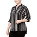 NY Collection Women's Petite Plus Black and White Striped Button Shirt Size 2XP