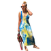 Women Tie Dye Sheath Print Dress, U-shaped Neck Lace Up Back Maxi Dress Summer