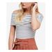 FREE PEOPLE Womens Ivory Melbourne Striped Short Sleeve Off Shoulder Top Size: S