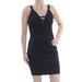 GUESS Womens Black Darted Sleeveless V Neck Above The Knee Body Con Formal Dress Size 2