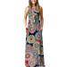 Women Beach Floral Print Long Maxi Dresses Ladies Halter Sleeveless Cocktail Party Evening Dress For Women Summer Beach Sundress