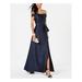 ADRIANNA PAPELL Womens Navy Short Sleeve Off Shoulder Maxi Sheath Evening Dress Size 0