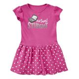 Inktastic Virtual Student Cute Smiling Laptop Toddler Short Sleeve Dress Female Raspberry with Polka Dots 5/6T
