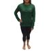 Oregon Duck Green Waffle-Knit Women's Thermal Long Sleeve Shirt (Size 4-6 Small)