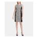 CALVIN KLEIN Womens Gray Heather Sleeveless Jewel Neck Above The Knee Sheath Wear To Work Dress Size 8