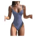 Nituyy Women V-Neck Swimwear Summer Sleeveless One-Piece Strap Swimsuit