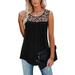 Spftem Women Sleeveless Leopard Active Tank Tops Ruffle Loose Tunic Blouse Shirt Vest