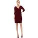 Ever-Pretty Womens V-Neck 3/4 Sleeve Buttocks Bodycon Formal Work Dress 10025 Red X-Large