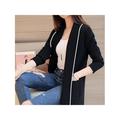 Lemetow Women Lapel Casual Solid Color Plus Velvet Jacket Long Sleeve Loose Cardigan Warm Long Fleece Coat Black