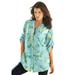 Roaman's Women's Plus Size English Floral Big Shirt Button Down Tunic Shirt Blouse