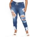 High Waist Ripped Denim Pants For Women Distressed Slim Fit Stretchy Skinny Jeans Trouser Pants Boyfriend Jeans Trouser Pants