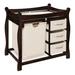 Harriet Bee Alexander Sleigh Style Baby Changing Table w/ 3 Baskets & Hamper Wood in Brown | 37.5 H x 37.5 W x 19 D in | Wayfair