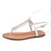 Topcobe Sandals for Women, Thong Sandals for Women, Women's Flat Sandals Crystal Summer Gladiator Sandals Flip Flops for Ladies, White Soft Elastic Beach Party Shoes,US-10