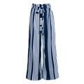 Women High Waist Striped Loose Palazzo Pants Ladies Wide Leg Pants