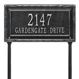 Whitehall Products Gardengate Personalized Grande 2-Line Lawn Address Sign Metal in Gray/Black | 9.5 H x 18 W x 0.375 D in | Wayfair 3289BS