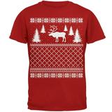 Elk Deer Ugly Christmas Sweater Red Adult T-Shirt