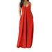 Xingqing Women Summer Female Maxi Dress Casual Plus Size V-Neck Sleeveless Printed Long Dresses