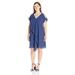 Adrianna Papell Women's Size Cold Shoulder Asym Drape Dress Plus, Dusk Navy, 14W