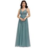 Ever-Pretty Womens Lace Tulle Long Plus Size Evening Dresses for Women 75442 Dusty Blue US16