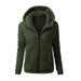 Chinatera Women Thicken Fleece Winter Jacket Hooded Zipper Overcoat(Army green,L)