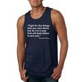 Fight for the Things that You Care About RBG Quote Political Mens Graphic Tank Top, Navy, Large