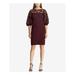 RALPH LAUREN Womens Burgundy Lace Trim 3/4 Sleeve Boat Neck Above The Knee Sheath Party Dress Size: 10