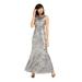 CALVIN KLEIN Womens Gray Sequined Sleeveless Jewel Neck Maxi Mermaid Formal Dress Size 4