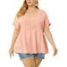 Agnes Orinda Women's Plus Size Top Boho Elastic Empire Waist Peplum Blouse