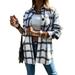 UKAP Women's Fashion Relaxed Long Sleeve Buffalo Plaid Shirt Ladies Button Down Pockets Tunic Tops Student Classic Check Cardigan Size S-XL