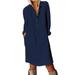 Women's New Solid Color Loose Lapel Long-Sleeved Street Setly Simplicity Dress