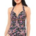 Jessica Simpson Women's Contemporary Posy Fields Halter Heart Tankini Swimsuit