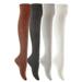 Lian LifeStyle Big Girls' 4 Pairs Over Knee High Cotton Boot Socks JMYP1024 Size L/XL(Black,Coffee,Dark Grey,White)