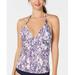 Calvin Klein NAVY PYTHON Printed Halter Tankini Swim Top, US Medium