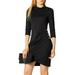 Unique Bargains Women's 3/4 Sleeve Cocktail Bodycon Stretchy Sheath Dress