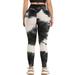 SEASUM High Waist Yoga Leggings For Women Tummy Control Tie Dyed Yoga Pants Scrunch Butt Lift Textured Workout Running Pants Black & White XL