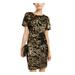 INC Womens Gold Sequined Crew Neck Sheath Cocktail Dress Size S