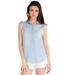 RD Style Women's Sleeveless Plaid Back Chambray Button Down Shirt (S)