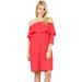 Womens 3/4 Sleeve Reg and Plus Size Off The Shoulder Cocktail Dress Ruffle Shift Dress - Made in USA