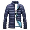 Winter Jacket Men Fashion Stand Collar Male Parka Jacket Mens Solid Thick Jackets and Coats Man Winter Royal Blue XXL